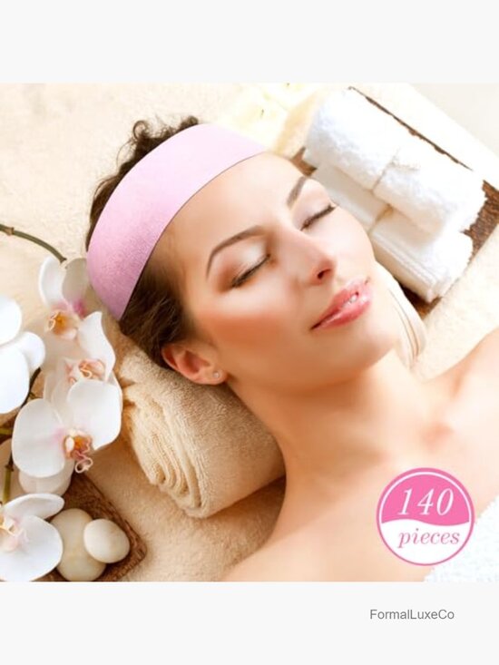 140 Pack Disposable Spa Facial Headbands Stretch Hair Wraps Salon Use main image 6